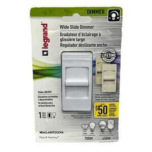 Legrand Pass & Seymour Wide Slide Dimmer Single Pole WSCL450TCCCV4. {9}.